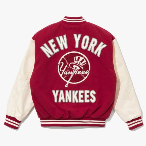 NY Yankees Baseball Dark Red Varsity Jacket - Image 2