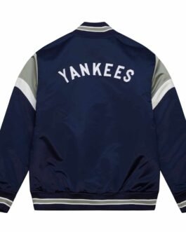 NY Yankees Heavyweight Navy Satin Jacket