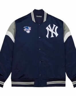 NY Yankees Heavyweight Navy Satin Jacket