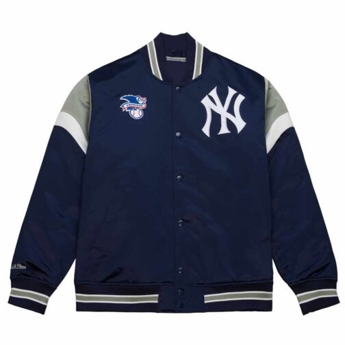 NY Yankees Heavyweight Navy Satin Jacket