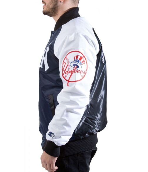 NY Yankees Tri-Color Satin Jacket - Image 4