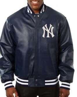 Varsity New York Yankees Navy Blue Leather Jacket