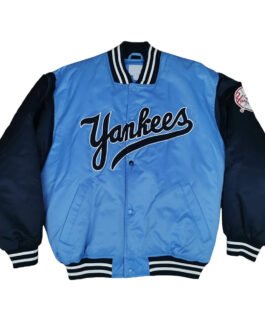 NY Yankees Light Blue and Navy Satin Jacket
