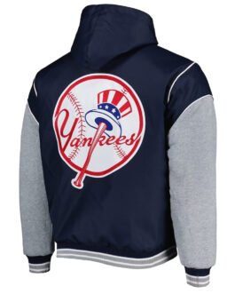 NY Yankees Navy and Gray Hoodie Jacket