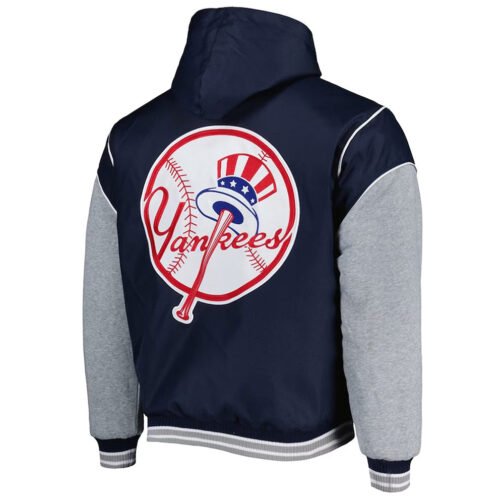 NY Yankees Navy and Gray Hoodie Jacket - Image 2
