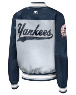 The Legend NY Yankees Navy and Gray Satin Jacket