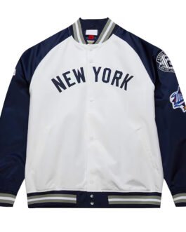 NY Yankees Navy and White Lightweight Satin Jacket