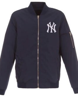 NY Yankees Nylon Navy/Grey Bomber Jacket