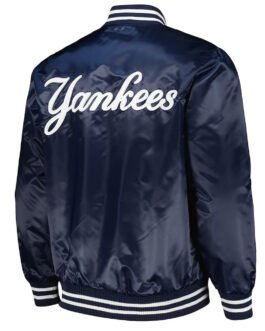 NY Yankees Patch Navy Satin Jacket