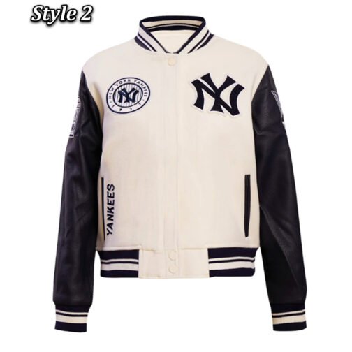 Retro Classic Rib New York Yankees Varsity Jacket - Image 2