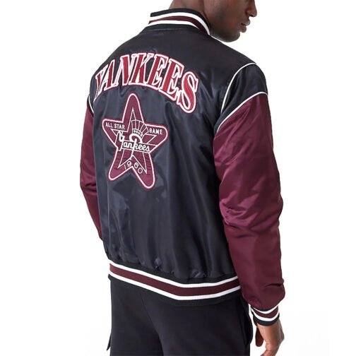 NY Yankees Black and Maroon Satin Jacket - Image 4