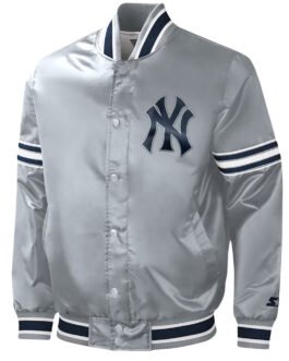 Slider NY Yankees Varsity Gray Satin Jacket