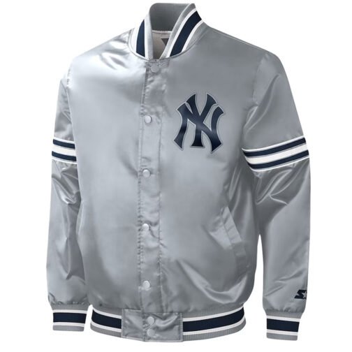 Slider NY Yankees Varsity Gray Satin Jacket