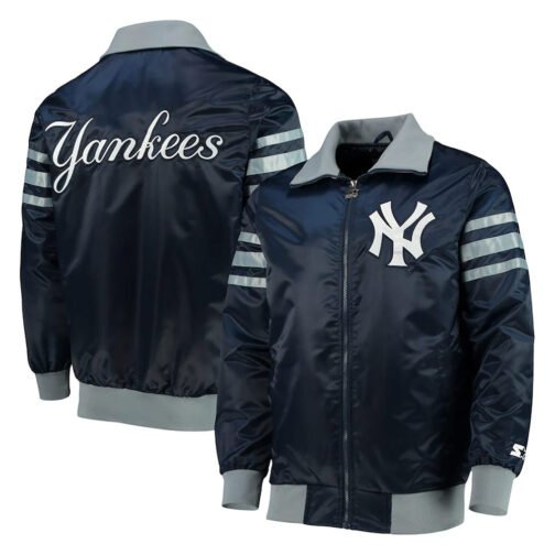The Captain II New York Yankees Navy Blue Satin Jacket - Image 3
