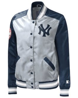 The Legend NY Yankees Navy and Gray Satin Jacket