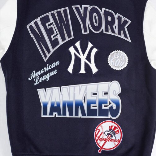 NY Yankees Turn It Up Classic Rib Varsity Jacket - Image 6