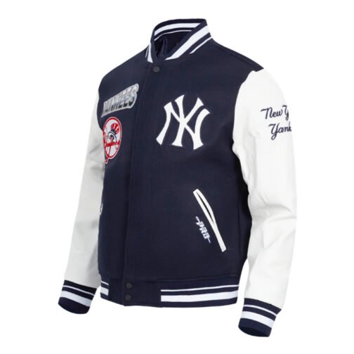 NY Yankees Turn It Up Classic Rib Varsity Jacket - Image 3