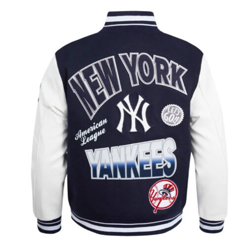 NY Yankees Turn It Up Classic Rib Varsity Jacket - Image 2