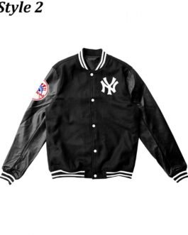 NY Yankees Varsity Wool/Leather Black Jacket