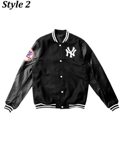NY Yankees Varsity Wool/Leather Black Jacket - Image 2