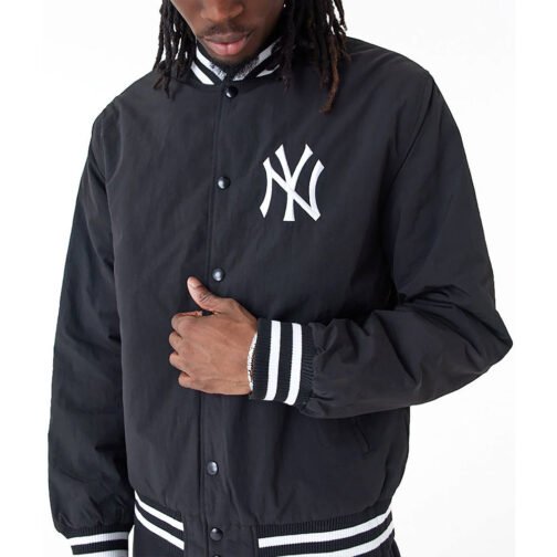 NY Yankees Wordmark Black Bomber Jacket - Image 3