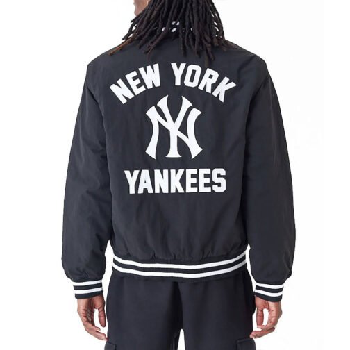 NY Yankees Wordmark Black Bomber Jacket - Image 2
