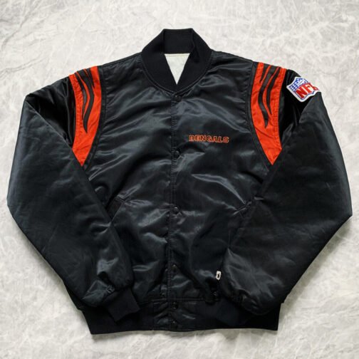 NFL Black/White Bengals Satin Jacket - Image 3