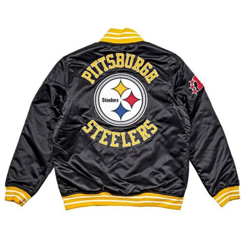 NFL Black Pittsburgh Steelers Heavyweight Satin Jacket - Image 2