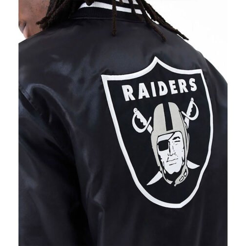NFL Las Vegas Raiders Black Bomber Satin Jacket - Image 4