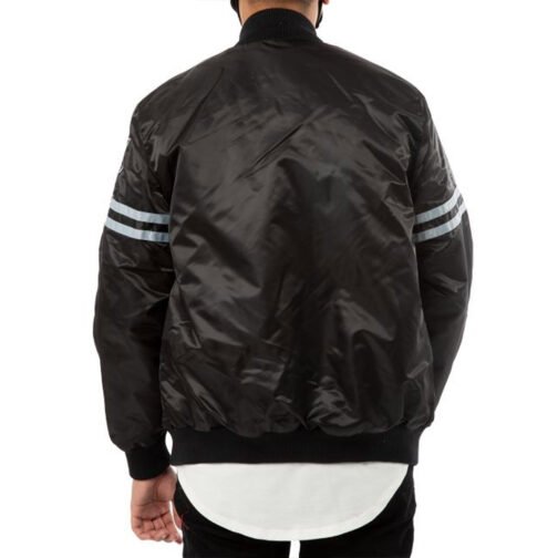 Las Vegas Raiders Striped Black Satin Jacket - Image 2