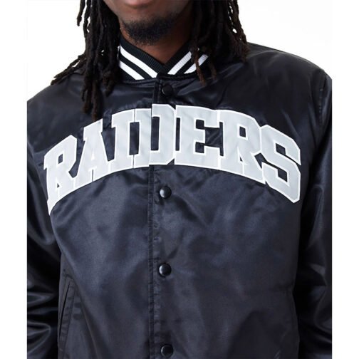 NFL Las Vegas Raiders Black Bomber Satin Jacket - Image 3