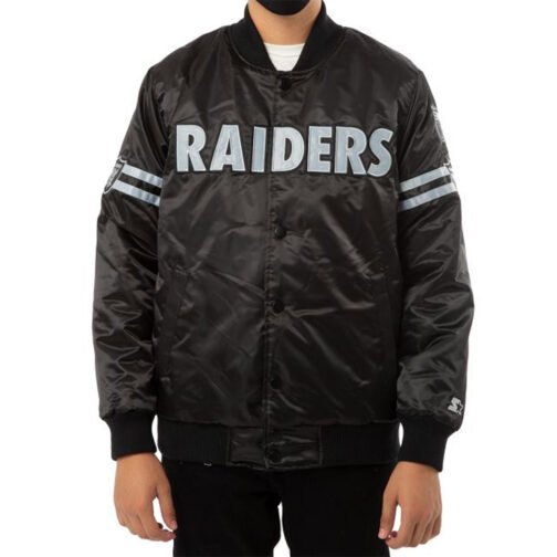 Las Vegas Raiders Striped Black Satin Jacket