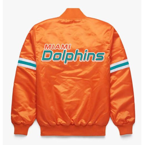 NFL Miami Dolphins Orange Satin Jacket - Image 2
