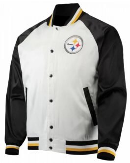 Pittsburgh Steelers NFL Satin White and Black Jacket