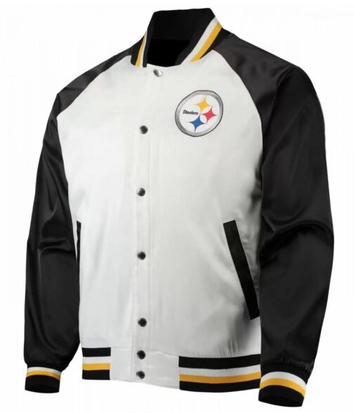 Pittsburgh Steelers NFL Satin White and Black Jacket