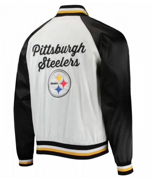 Pittsburgh Steelers NFL Satin White and Black Jacket - Image 2