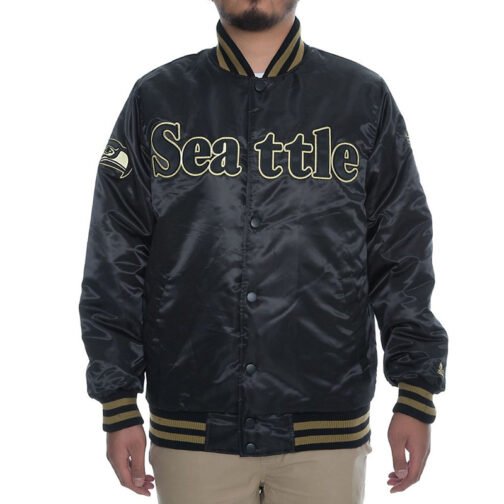 Black Label Seattle Seahawks Satin Jacket - Image 2