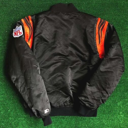 NFL Black/White Bengals Satin Jacket - Image 10