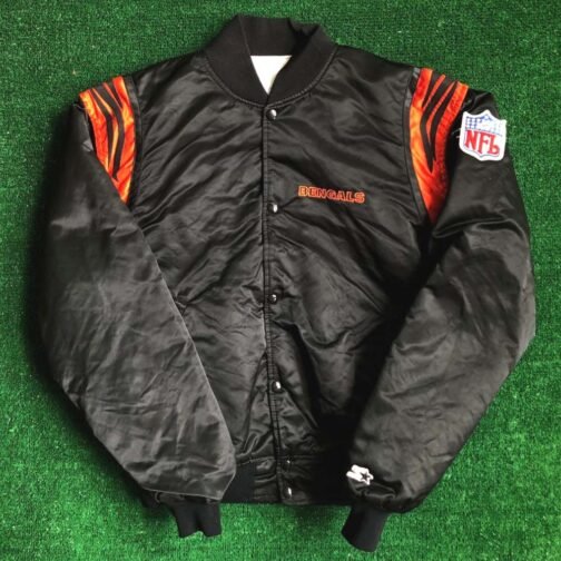 NFL Black/White Bengals Satin Jacket - Image 9