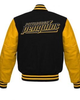 Pittsburgh Penguins NHL Black and Yellow Varsity Jacket
