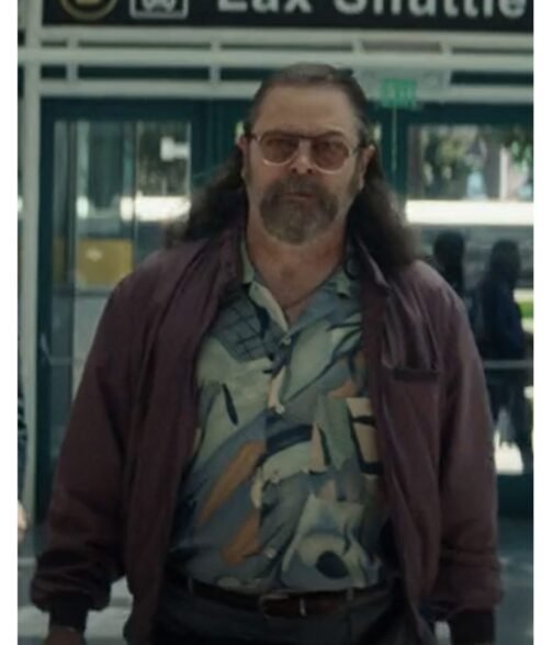 Pam & Tommy Nick Offerman Purple Bomber Jacket - Image 4