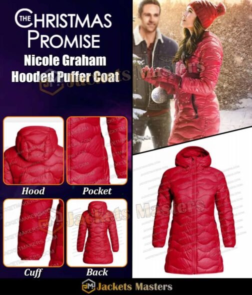 The Christmas Promise Torrey Devitto Puffer Red Coat - Image 9
