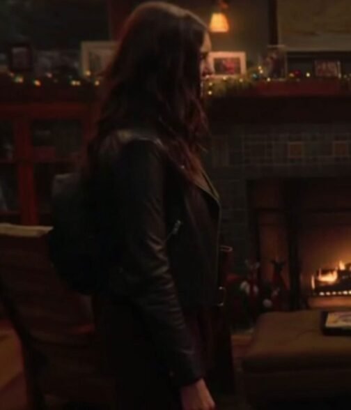 Love Hard Nina Dobrev Black Leather Jacket - Image 7