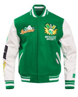 Norfolk State University Classic Rib Green Varsity Jacket