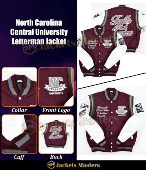 North Carolina Central University Motto 2.0 Letterman Purple Jacket - Image 3