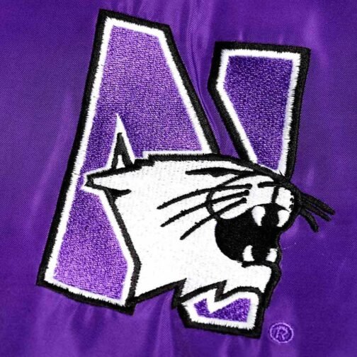Northwestern Wildcats Vintage Script Purple Bomber Jacket - Image 3