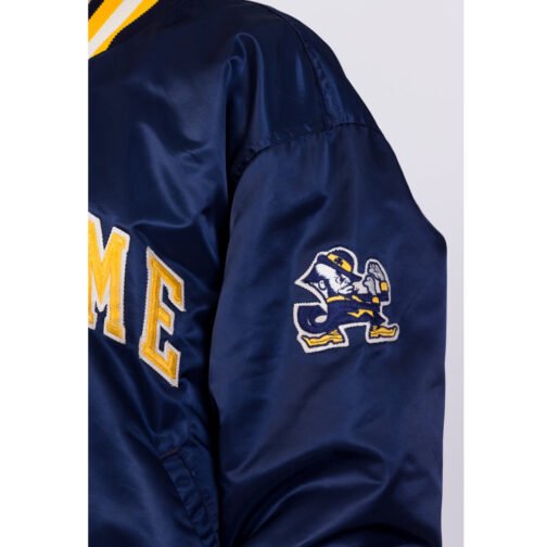 University of Notre Dame 90’s Blue Bomber Satin Jacket - Image 6