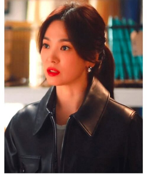 Song Hye Kyo Now We Are Breaking Up Black Leather Jacket - Image 9