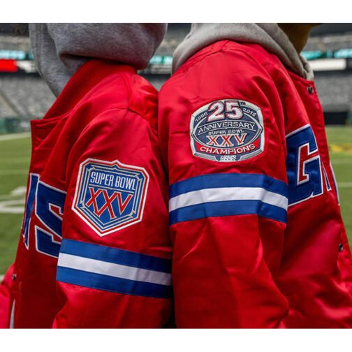NY Giants 25th Anniversary Red Satin Jacket - Image 10