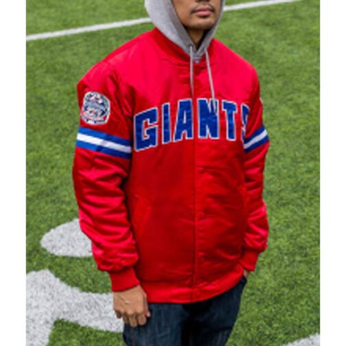 NY Giants 25th Anniversary Red Satin Jacket - Image 8